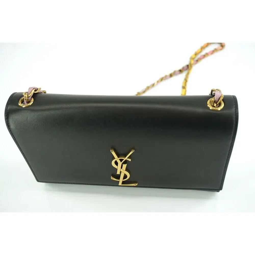 Saint Laurent Black Kate Medium Monogram Chain Leather Bag $2190 YSL Logo